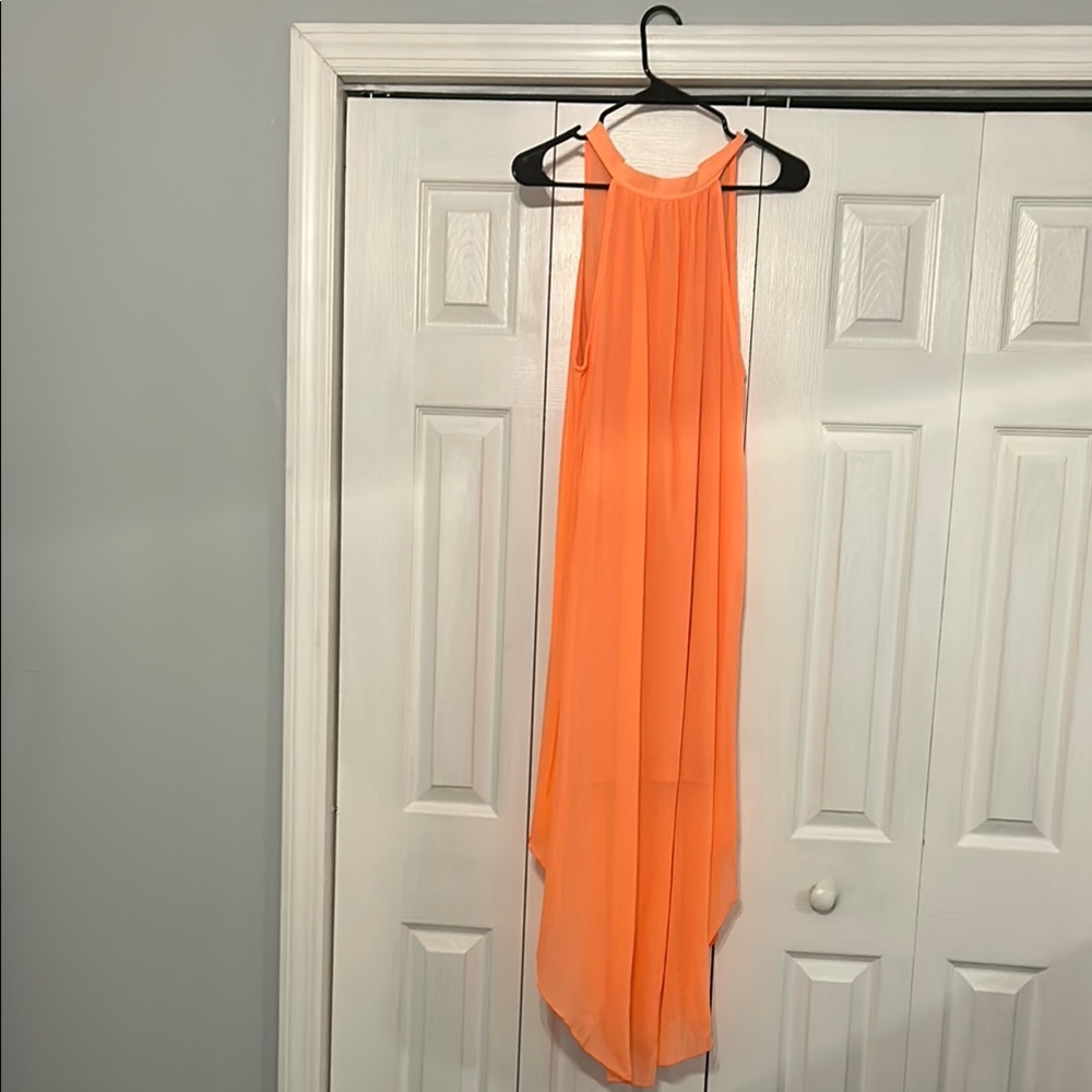 Elegant Orange Sleeveless Dress